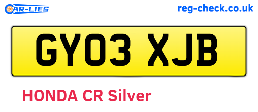 GY03XJB are the vehicle registration plates.