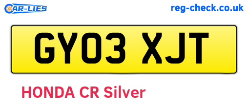 GY03XJT are the vehicle registration plates.