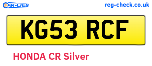 KG53RCF are the vehicle registration plates.