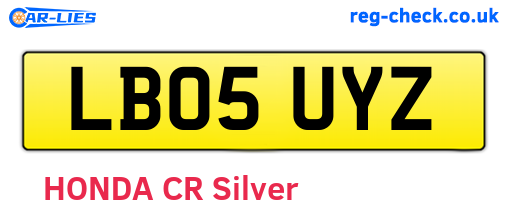 LB05UYZ are the vehicle registration plates.