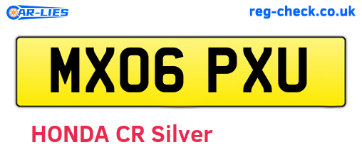 MX06PXU are the vehicle registration plates.