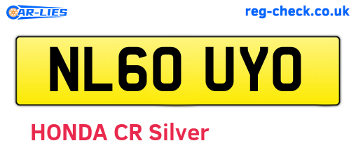 NL60UYO are the vehicle registration plates.