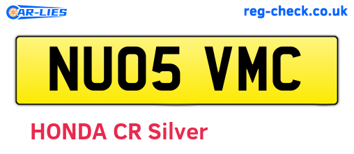 NU05VMC are the vehicle registration plates.