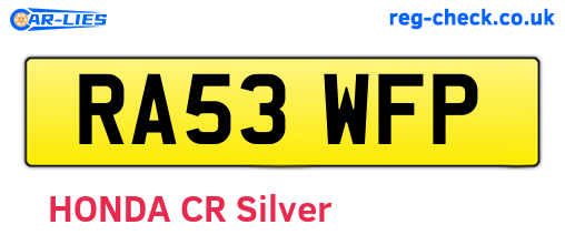 RA53WFP are the vehicle registration plates.