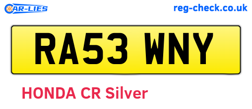 RA53WNY are the vehicle registration plates.
