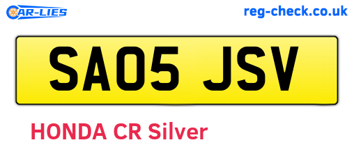 SA05JSV are the vehicle registration plates.