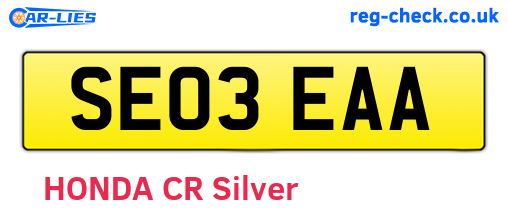 SE03EAA are the vehicle registration plates.