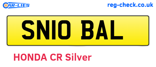 SN10BAL are the vehicle registration plates.