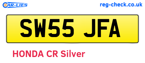 SW55JFA are the vehicle registration plates.