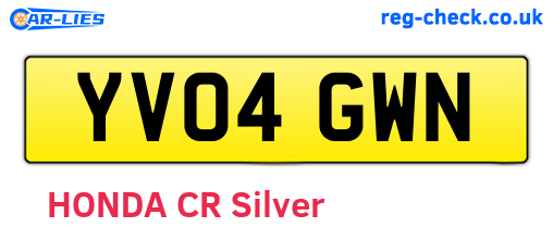 YV04GWN are the vehicle registration plates.