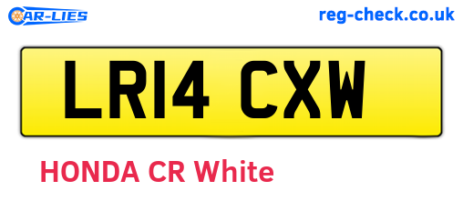 LR14CXW are the vehicle registration plates.