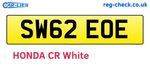 SW62EOE are the vehicle registration plates.