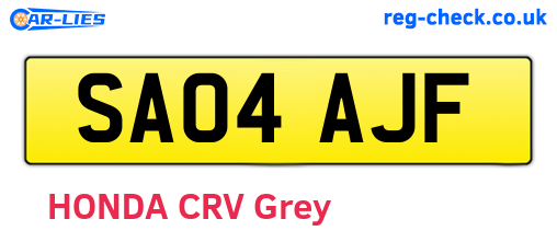 SA04AJF are the vehicle registration plates.
