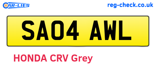 SA04AWL are the vehicle registration plates.
