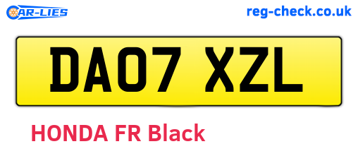DA07XZL are the vehicle registration plates.