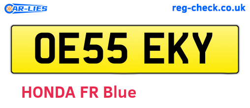 OE55EKY are the vehicle registration plates.
