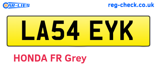 LA54EYK are the vehicle registration plates.