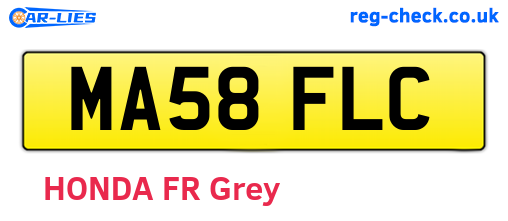 MA58FLC are the vehicle registration plates.