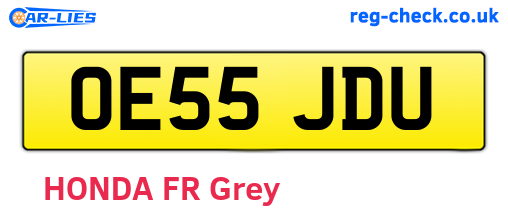 OE55JDU are the vehicle registration plates.