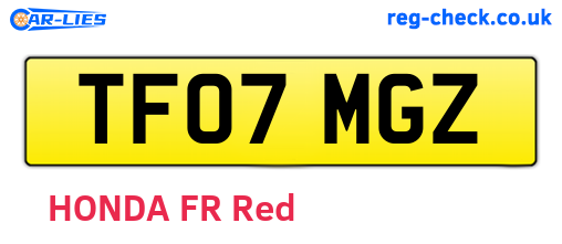 TF07MGZ are the vehicle registration plates.
