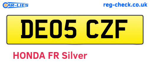 DE05CZF are the vehicle registration plates.