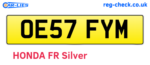 OE57FYM are the vehicle registration plates.