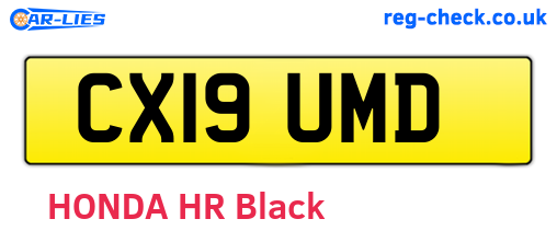 CX19UMD are the vehicle registration plates.