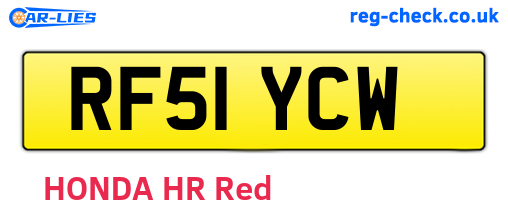 RF51YCW are the vehicle registration plates.