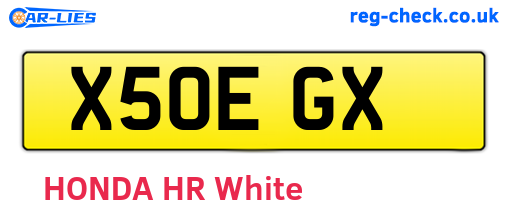 X50EGX are the vehicle registration plates.