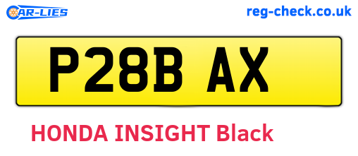 P28BAX are the vehicle registration plates.