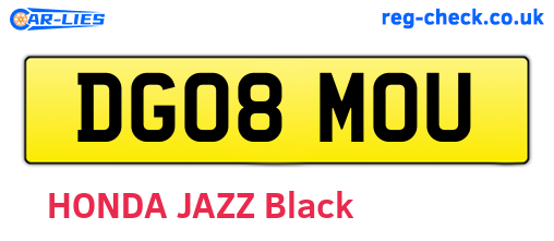 DG08MOU are the vehicle registration plates.