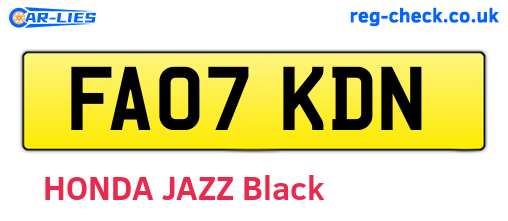 FA07KDN are the vehicle registration plates.