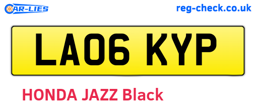 LA06KYP are the vehicle registration plates.