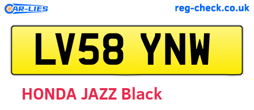 LV58YNW are the vehicle registration plates.