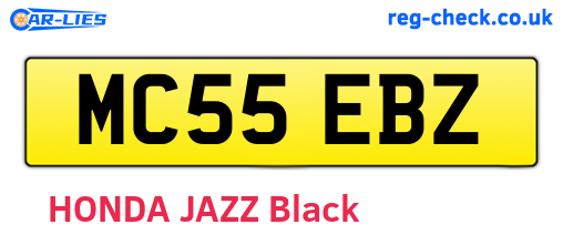 MC55EBZ are the vehicle registration plates.