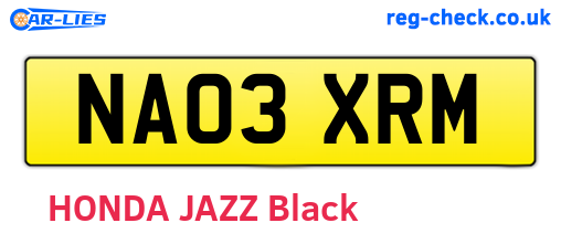 NA03XRM are the vehicle registration plates.
