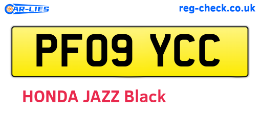 PF09YCC are the vehicle registration plates.