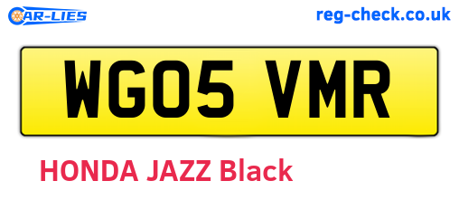WG05VMR are the vehicle registration plates.