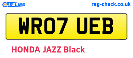 WR07UEB are the vehicle registration plates.