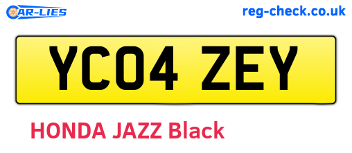 YC04ZEY are the vehicle registration plates.