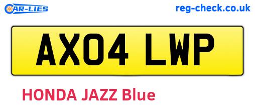 AX04LWP are the vehicle registration plates.