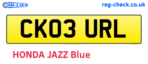 CK03URL are the vehicle registration plates.
