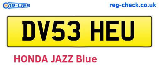 DV53HEU are the vehicle registration plates.
