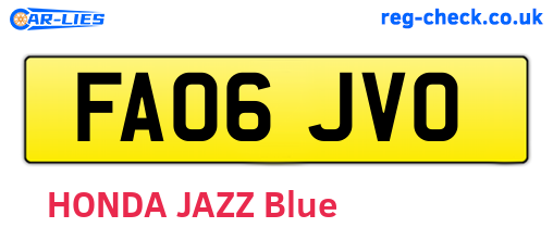 FA06JVO are the vehicle registration plates.