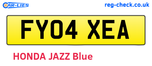 FY04XEA are the vehicle registration plates.