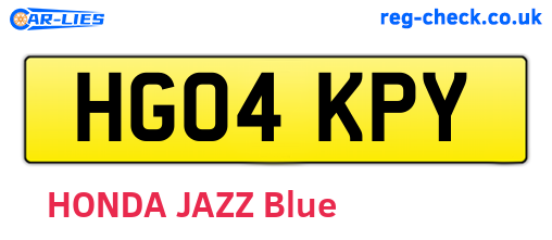 HG04KPY are the vehicle registration plates.