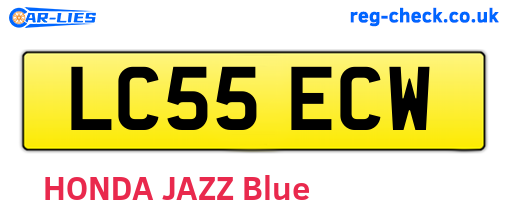LC55ECW are the vehicle registration plates.