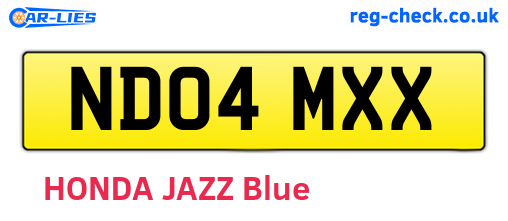 ND04MXX are the vehicle registration plates.