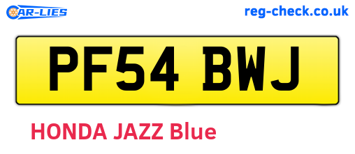 PF54BWJ are the vehicle registration plates.