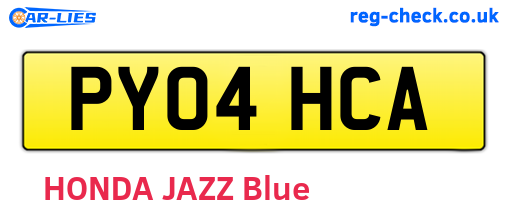 PY04HCA are the vehicle registration plates.